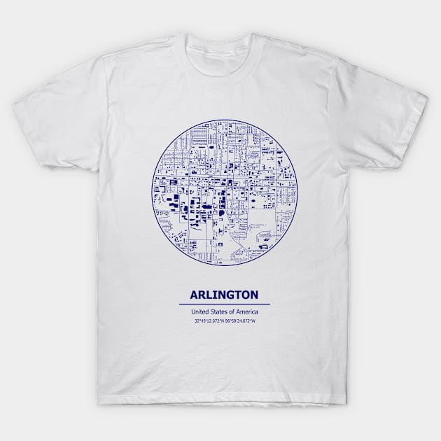 Arlington city map coordinates T-Shirt by SerenityByAlex